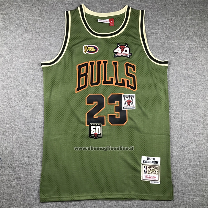 Maglia Chicago Bulls Michael Jordan #23 Mitchell & Ness 1997-98 Verde2